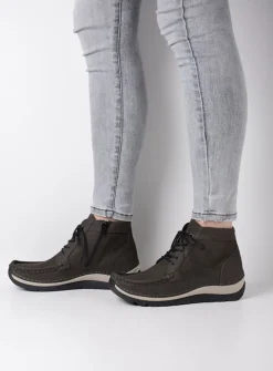 DAMES Wolky Hoge Veterschoenen|Herfst/Winter<Salado - asfalt nubuck