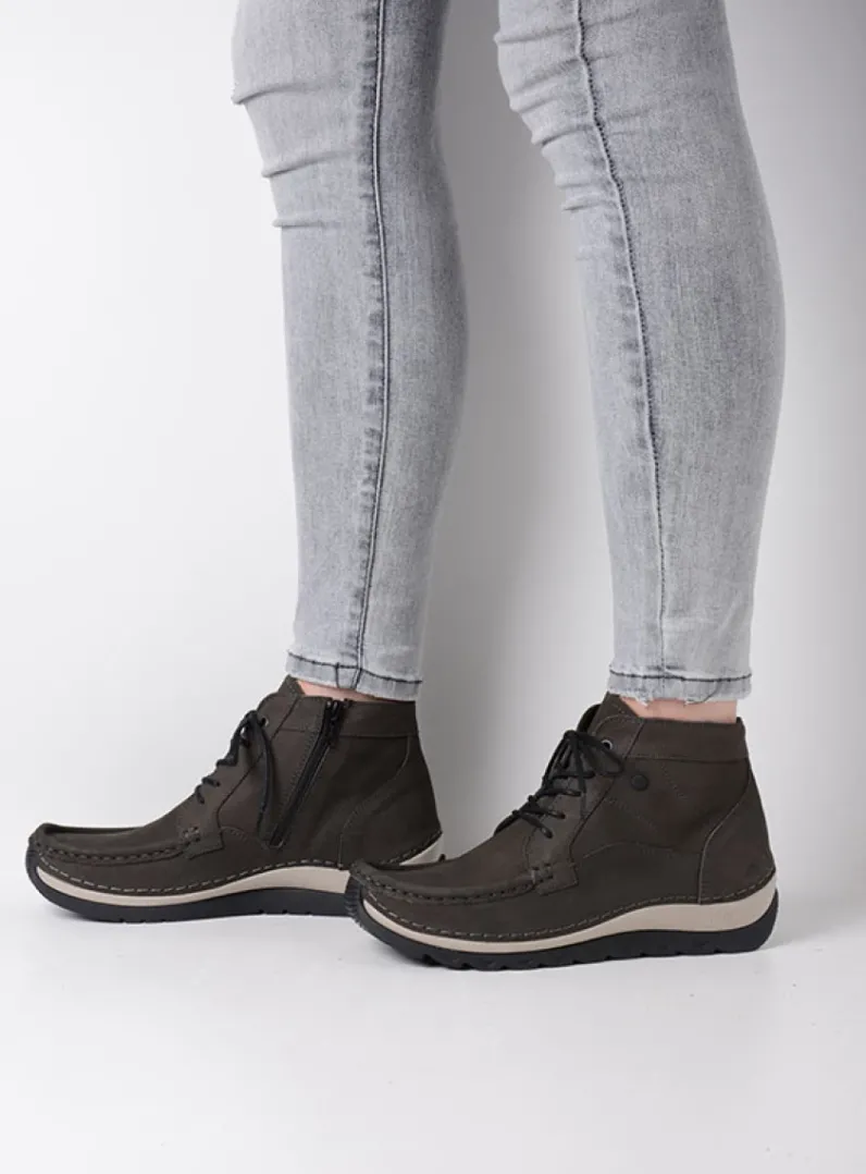 DAMES Wolky Hoge Veterschoenen|Herfst/Winter<Salado - asfalt nubuck