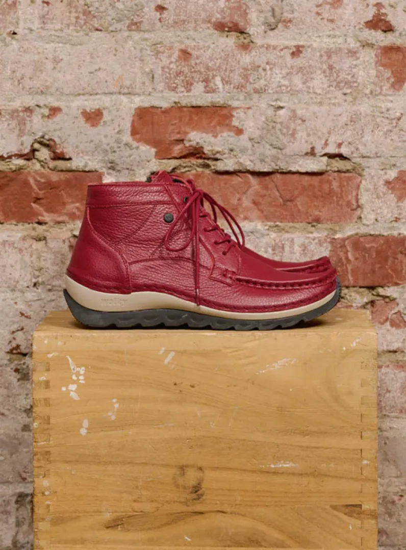 DAMES Wolky Hoge Veterschoenen<Salado - bordeauxrood leer