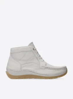 DAMES Wolky Hoge Veterschoenen<Salado - creme wit leer
