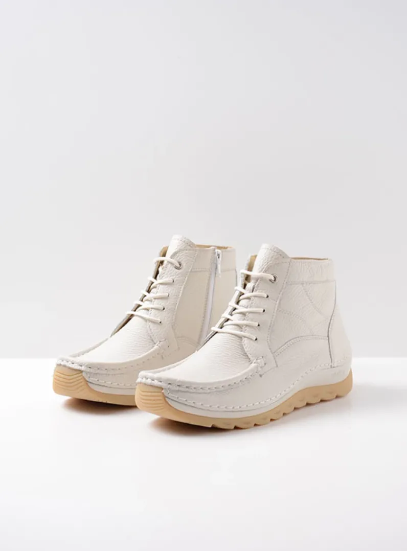 DAMES Wolky Hoge Veterschoenen<Salado - creme wit leer
