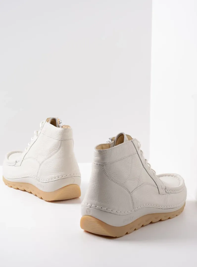 DAMES Wolky Hoge Veterschoenen<Salado - creme wit leer