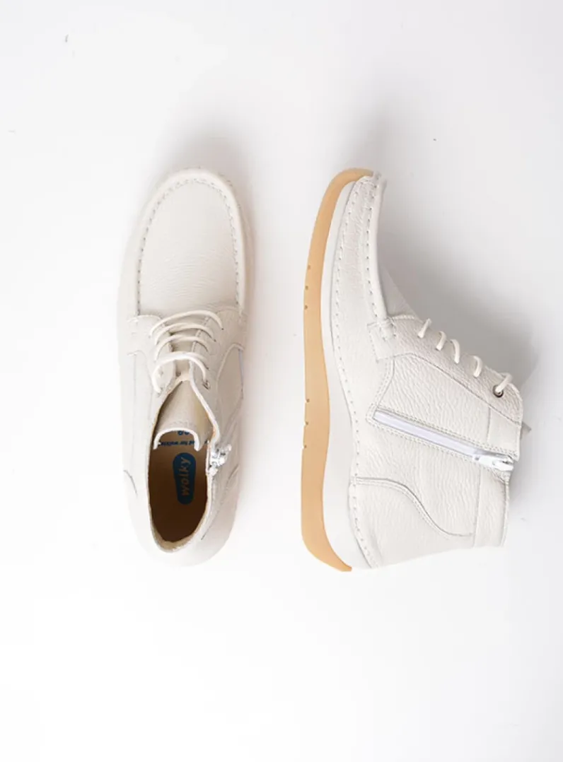 DAMES Wolky Hoge Veterschoenen<Salado - creme wit leer