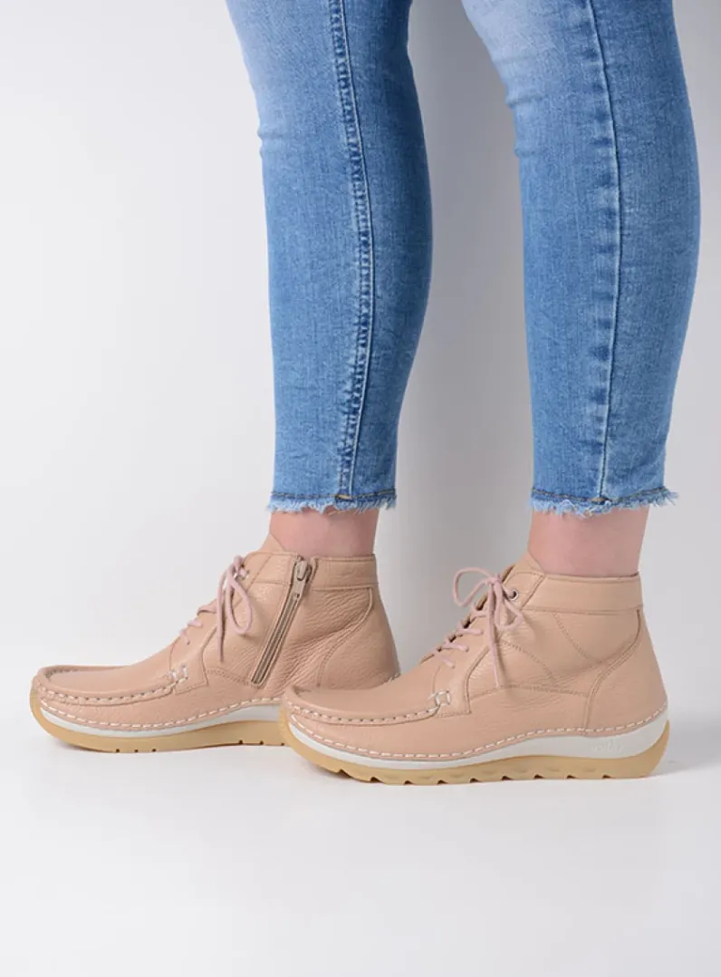DAMES Wolky Hoge Veterschoenen<Salado - lichtbeige leer