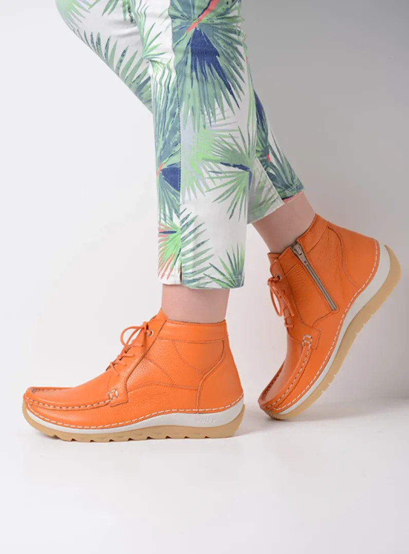 DAMES Wolky Hoge Veterschoenen<Salado - oranje leer