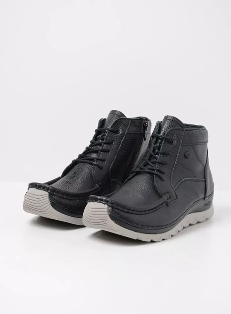 DAMES Wolky Hoge Veterschoenen<Salado - zwart leer