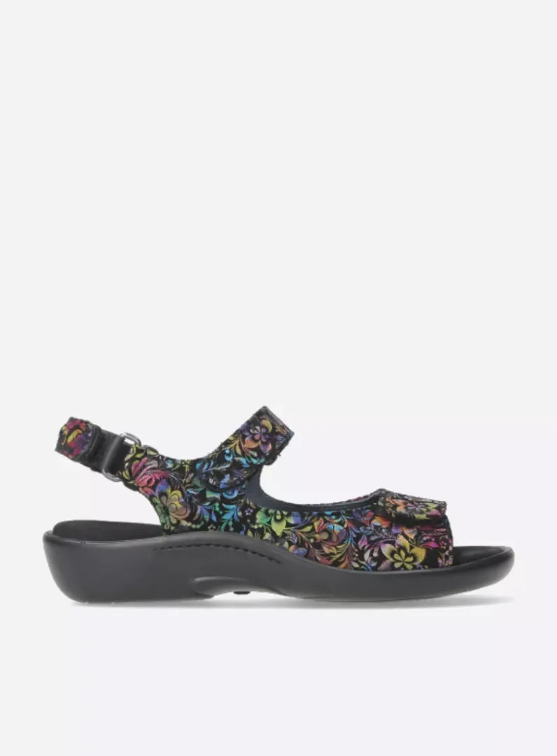 DAMES Wolky Sandalen<Salvia - zwart/multi flower nubuck
