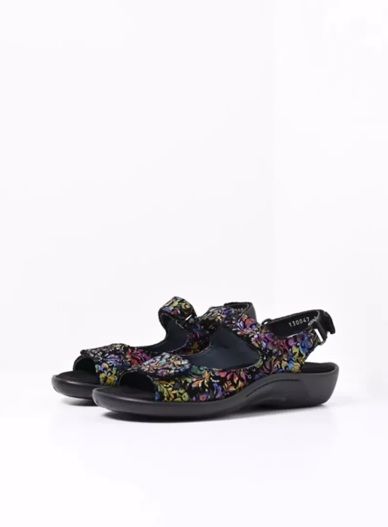 DAMES Wolky Sandalen<Salvia - zwart/multi flower nubuck