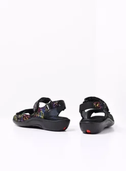 DAMES Wolky Sandalen<Salvia - zwart/multi flower nubuck