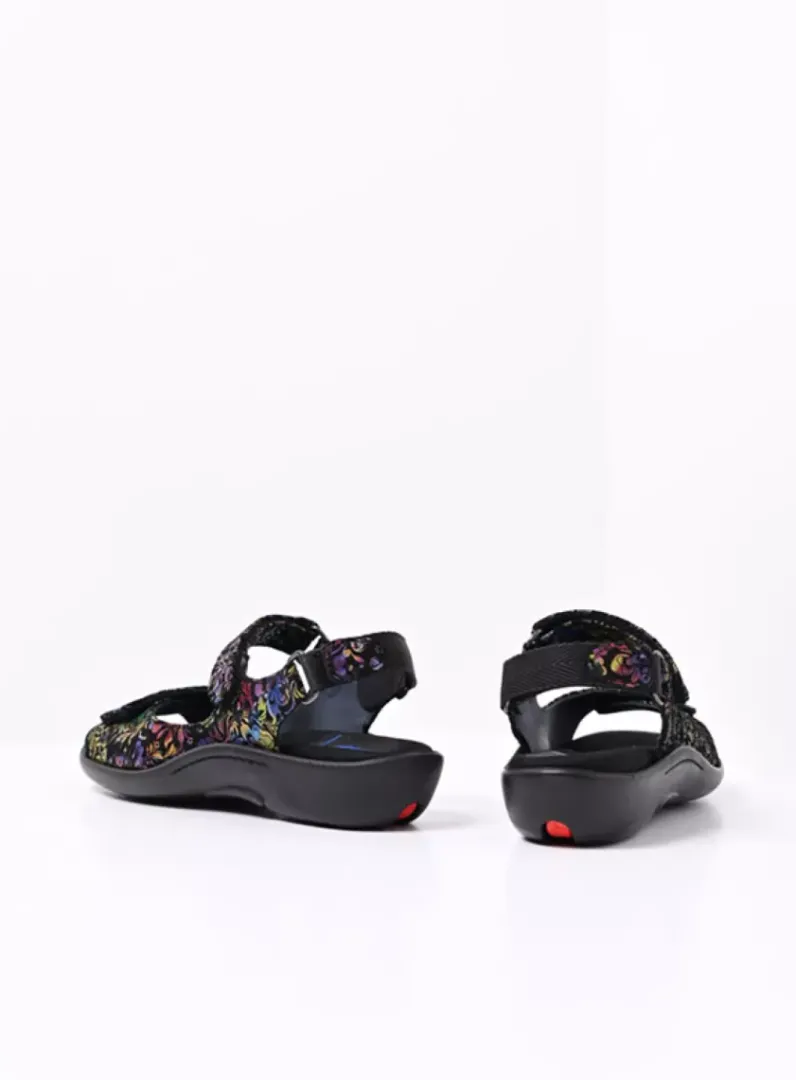 DAMES Wolky Sandalen<Salvia - zwart/multi flower nubuck