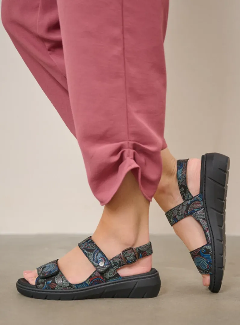 DAMES Wolky Sandalen<Santorini - zwart/blauw suede