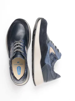 DAMES Wolky Lage Veterschoenen|Wandelschoenen<Sappho - blauw combi leer