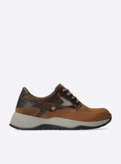 DAMES Wolky Lage Veterschoenen|Wandelschoenen<Sappho - cognac combi leer
