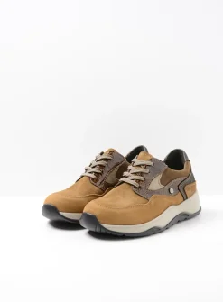DAMES Wolky Lage Veterschoenen|Wandelschoenen<Sappho - cognac combi leer