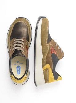 DAMES Wolky Lage Veterschoenen|Wandelschoenen<Sappho - donker taupe combi leer