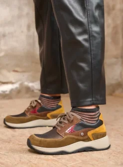 DAMES Wolky Lage Veterschoenen|Wandelschoenen<Sappho - donker taupe combi leer