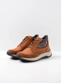 DAMES Wolky Hoge Veterschoenen|Wandelschoenen<Scone - cognac combi leer