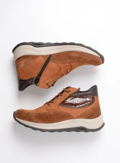 DAMES Wolky Hoge Veterschoenen|Wandelschoenen<Scone - cognac combi leer