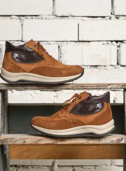 DAMES Wolky Hoge Veterschoenen|Wandelschoenen<Scone - cognac combi leer