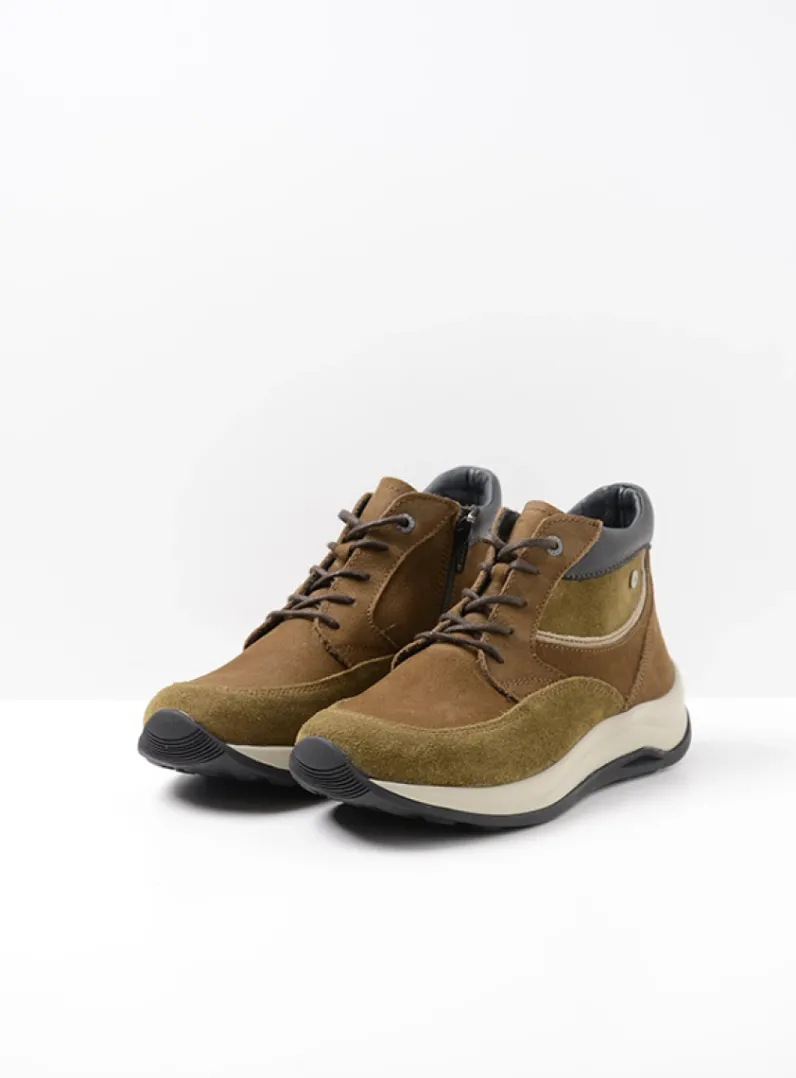 DAMES Wolky Hoge Veterschoenen|Wandelschoenen<Scone - taupe combi leer