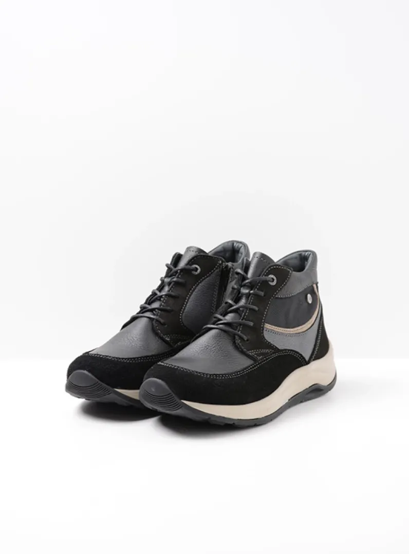 DAMES Wolky Hoge Veterschoenen|Wandelschoenen<Scone - zwart combi leer