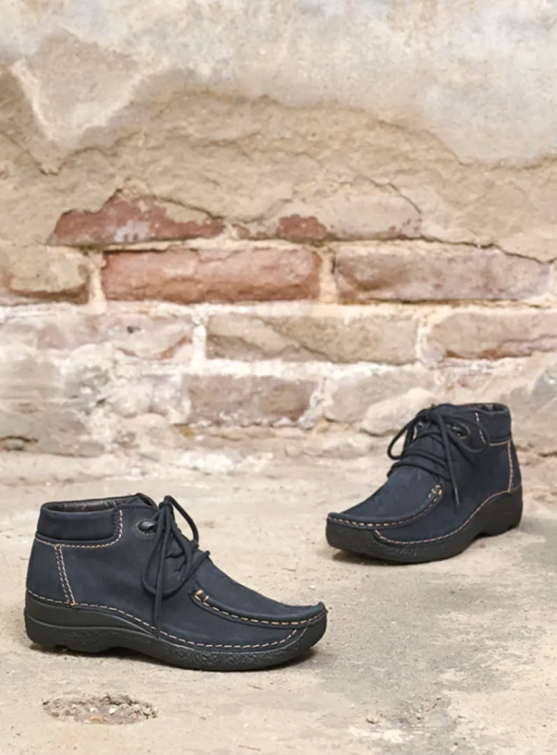 DAMES Wolky Hoge Veterschoenen|Herfst/Winter<Seamy Moc - blauw nubuck