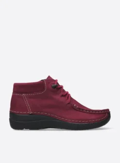 DAMES Wolky Hoge Veterschoenen|Herfst/Winter<Seamy Moc - bordeauxrood nubuck