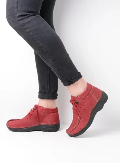 DAMES Wolky Hoge Veterschoenen|Herfst/Winter<Seamy Moc - bordeauxrood nubuck