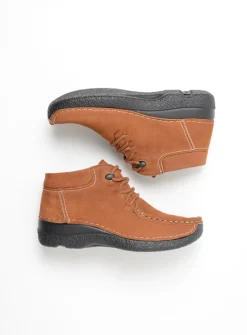 DAMES Wolky Hoge Veterschoenen|Herfst/Winter<Seamy Moc - cognac nubuck