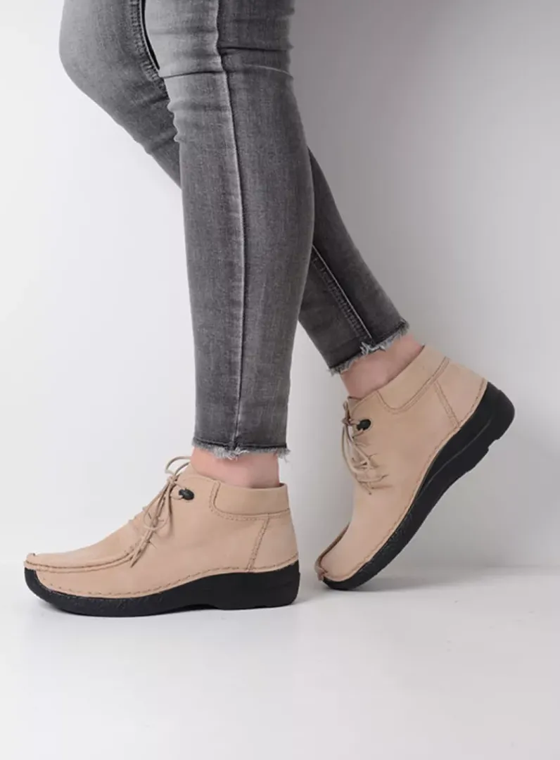 DAMES Wolky Hoge Veterschoenen|Herfst/Winter<Seamy Moc - safari nubuck