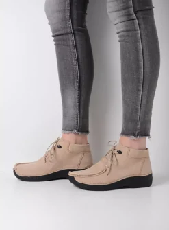 DAMES Wolky Hoge Veterschoenen|Herfst/Winter<Seamy Moc - safari nubuck