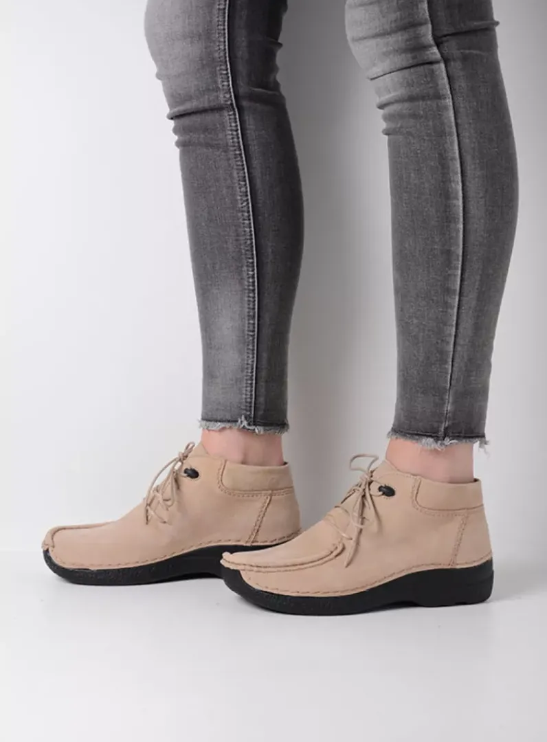DAMES Wolky Hoge Veterschoenen|Herfst/Winter<Seamy Moc - safari nubuck