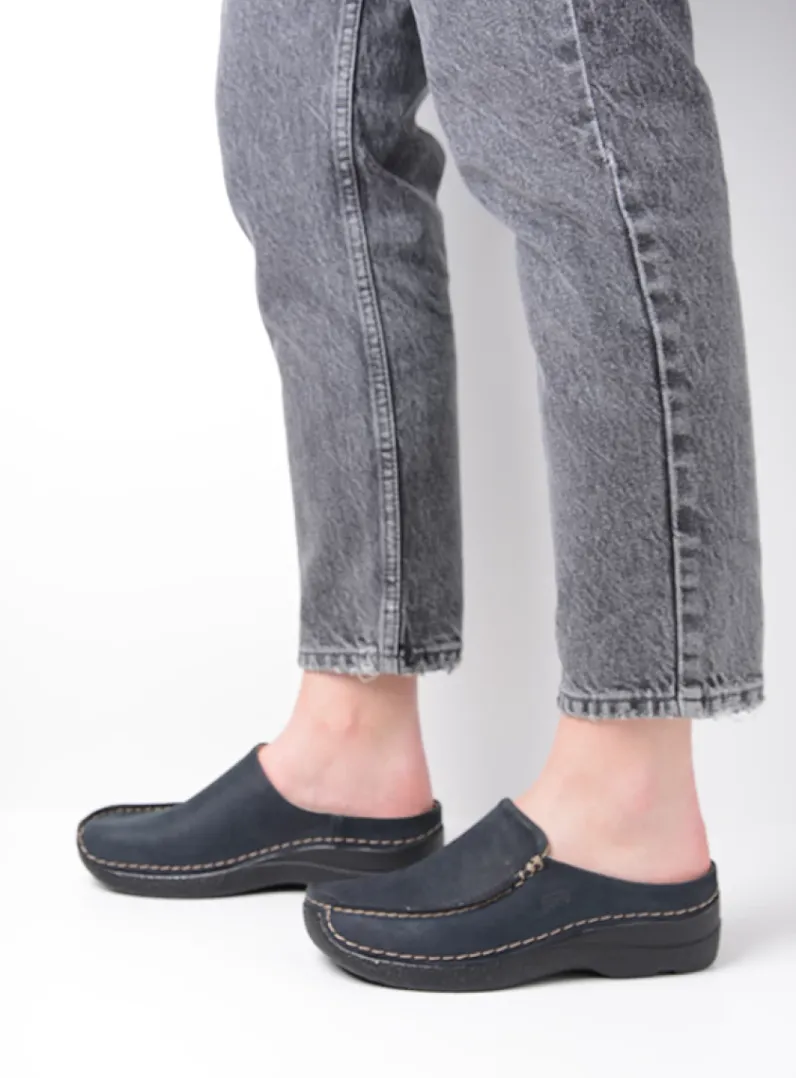 DAMES Wolky Slippers|Klompen<Seamy Slide - blauw nubuck