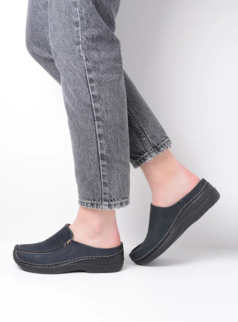 DAMES Wolky Slippers|Klompen<Seamy Slide - blauw nubuck