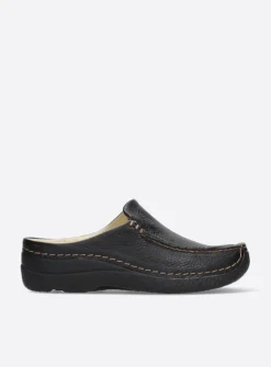 DAMES Wolky Slippers|Klompen<Seamy Slide - zwart geprint leer