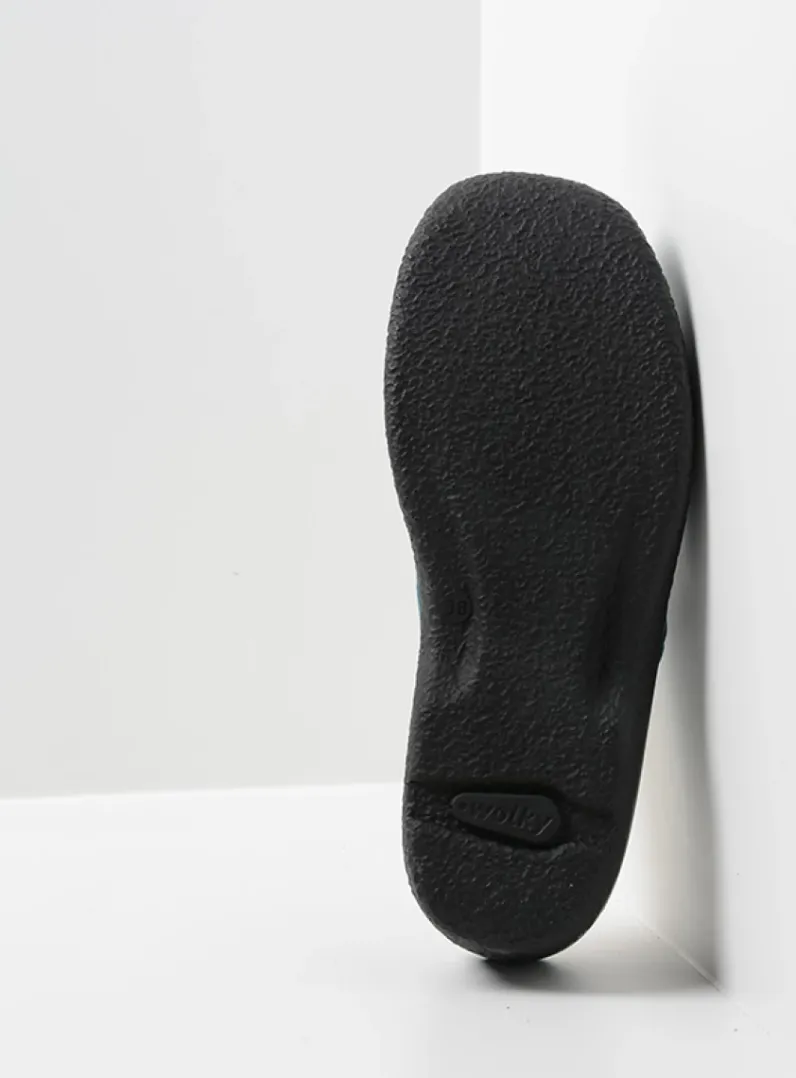 DAMES Wolky Slippers|Klompen<Seamy Slide - zwart geprint leer