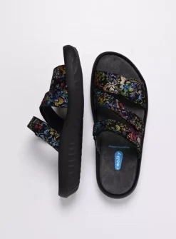 DAMES Wolky Slippers<Sense - zwart/multi flower nubuck