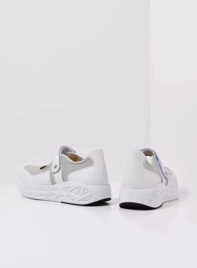 DAMES Wolky Wandelschoenen|Bandschoenen<Spring S2F - wit/grijsgroen combi stretchleer