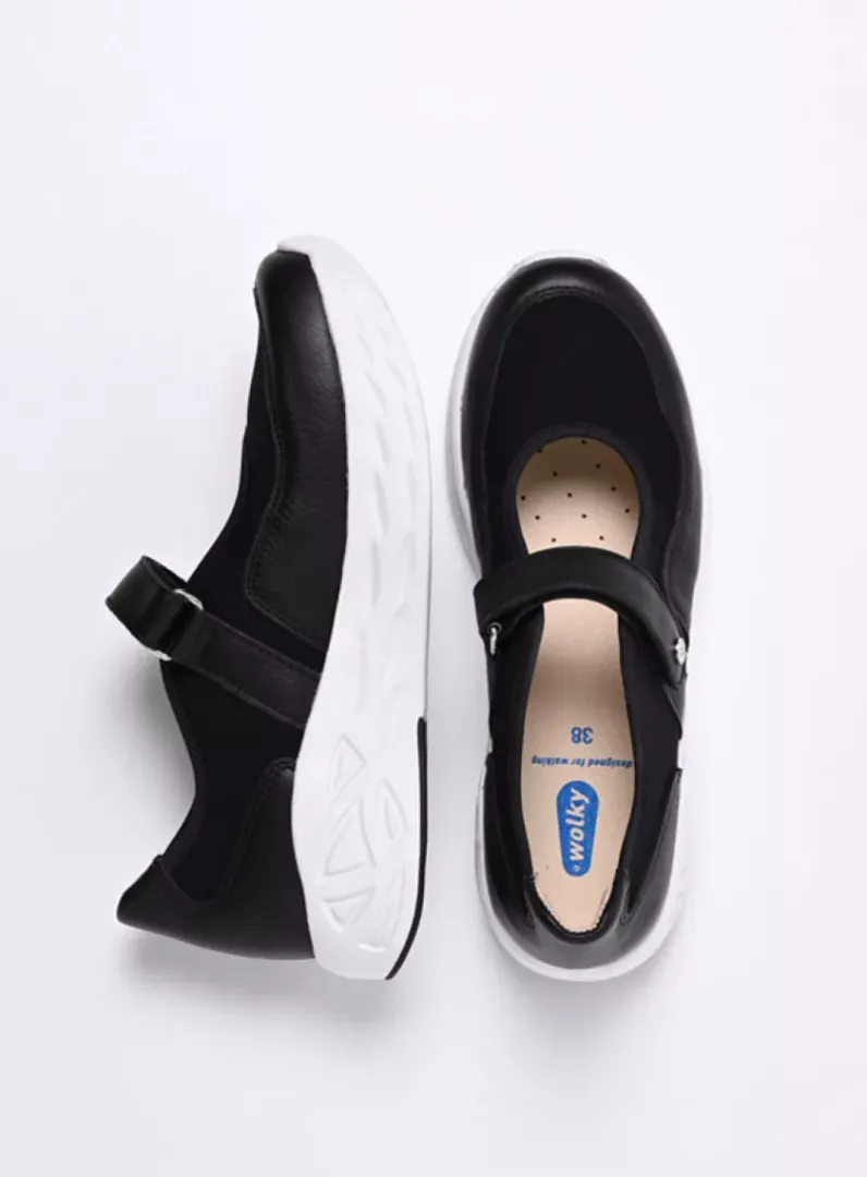 DAMES Wolky Wandelschoenen|Bandschoenen<Spring S2F - zwart combi stretch leer
