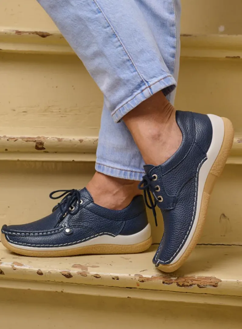 DAMES Wolky Lage Veterschoenen|Sneakers<Taranta - blauw leer