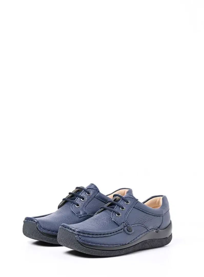 DAMES Wolky Lage Veterschoenen|Sneakers<Taranta - donkerblauw leer