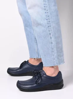 DAMES Wolky Lage Veterschoenen|Sneakers<Taranta - donkerblauw leer