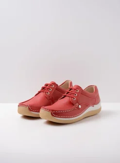 DAMES Wolky Lage Veterschoenen|Sneakers<Taranta - rood leer