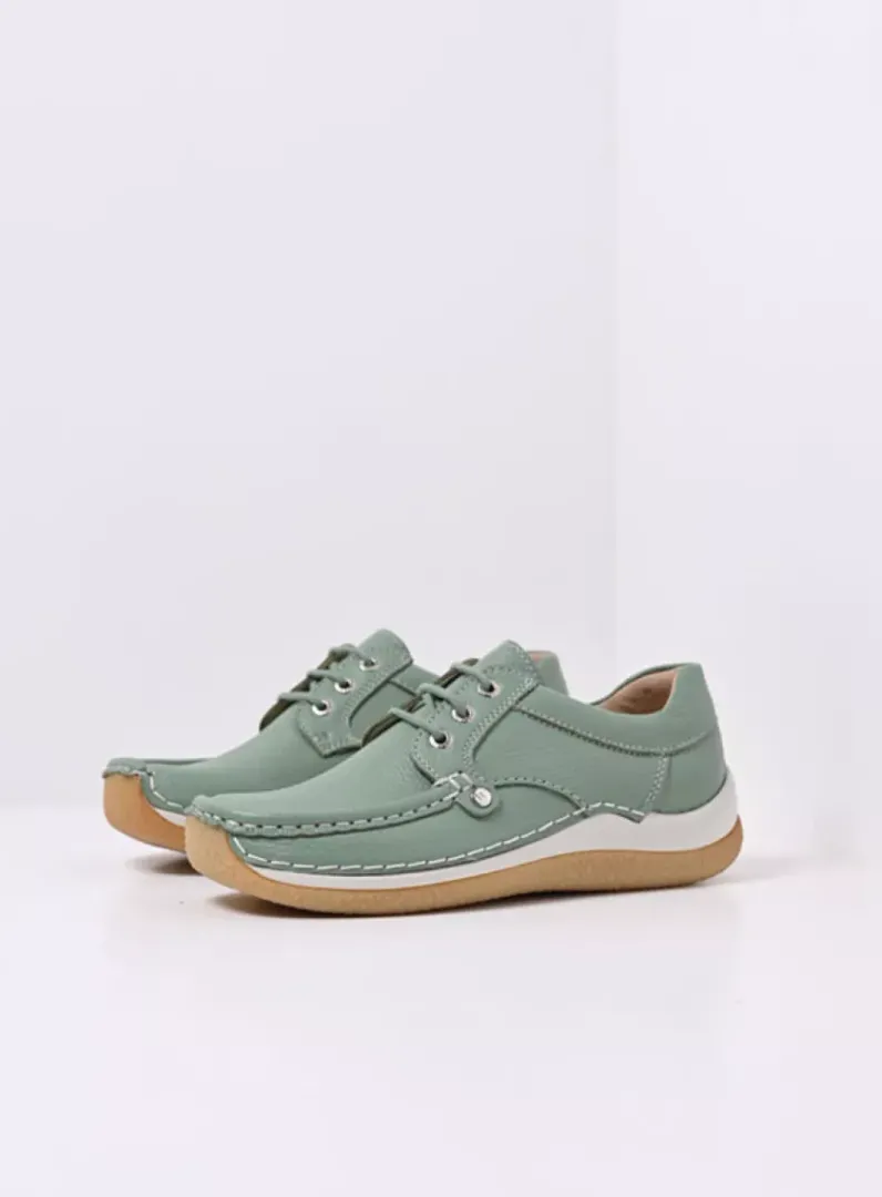 DAMES Wolky Lage Veterschoenen|Sneakers<Taranta - saliegroen leer