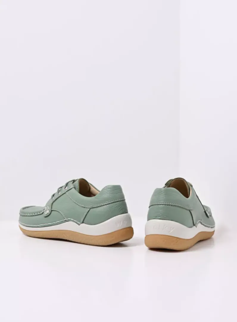 DAMES Wolky Lage Veterschoenen|Sneakers<Taranta - saliegroen leer