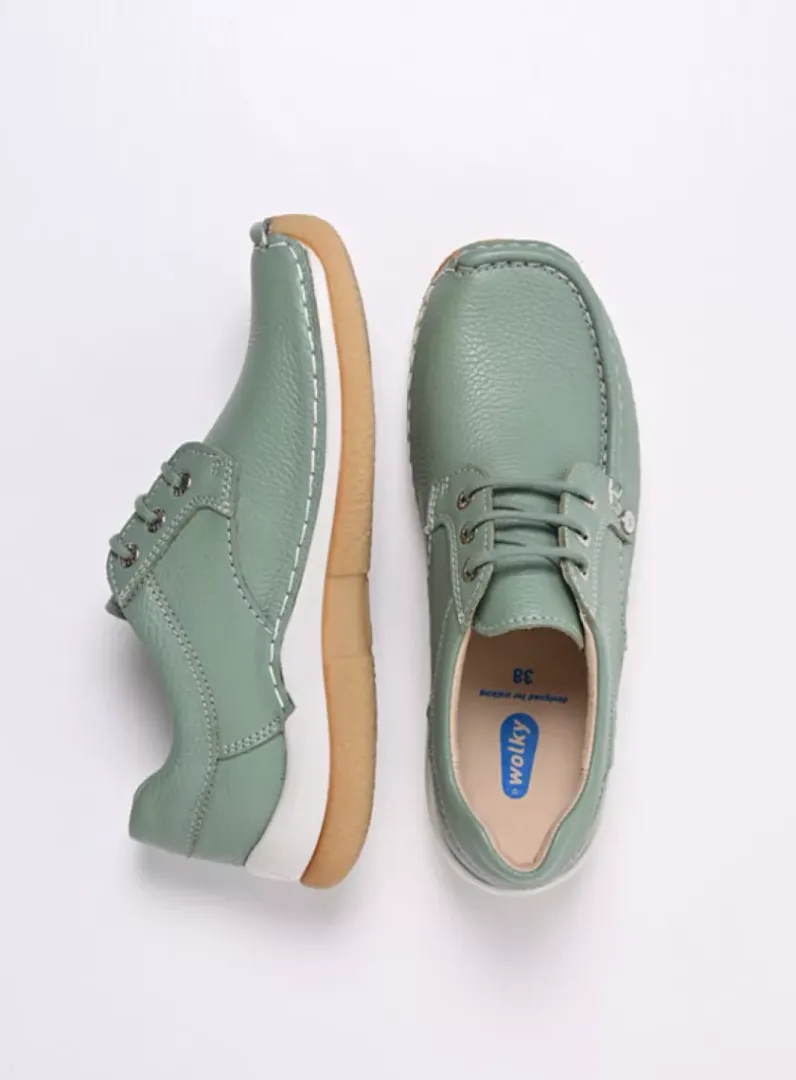 DAMES Wolky Lage Veterschoenen|Sneakers<Taranta - saliegroen leer