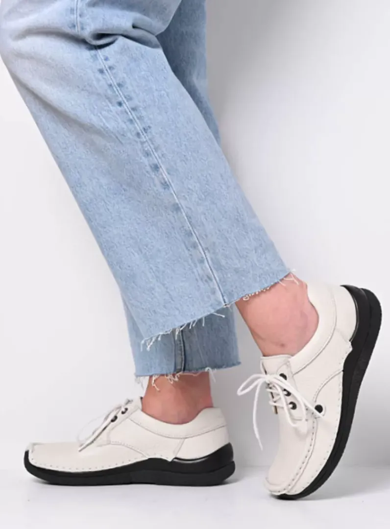 DAMES Wolky Lage Veterschoenen|Sneakers<Taranta - wol wit leer