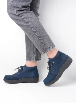 DAMES Wolky Hoge Veterschoenen|Herfst/Winter<Tarda XW-WR - donkerblauw nubuck