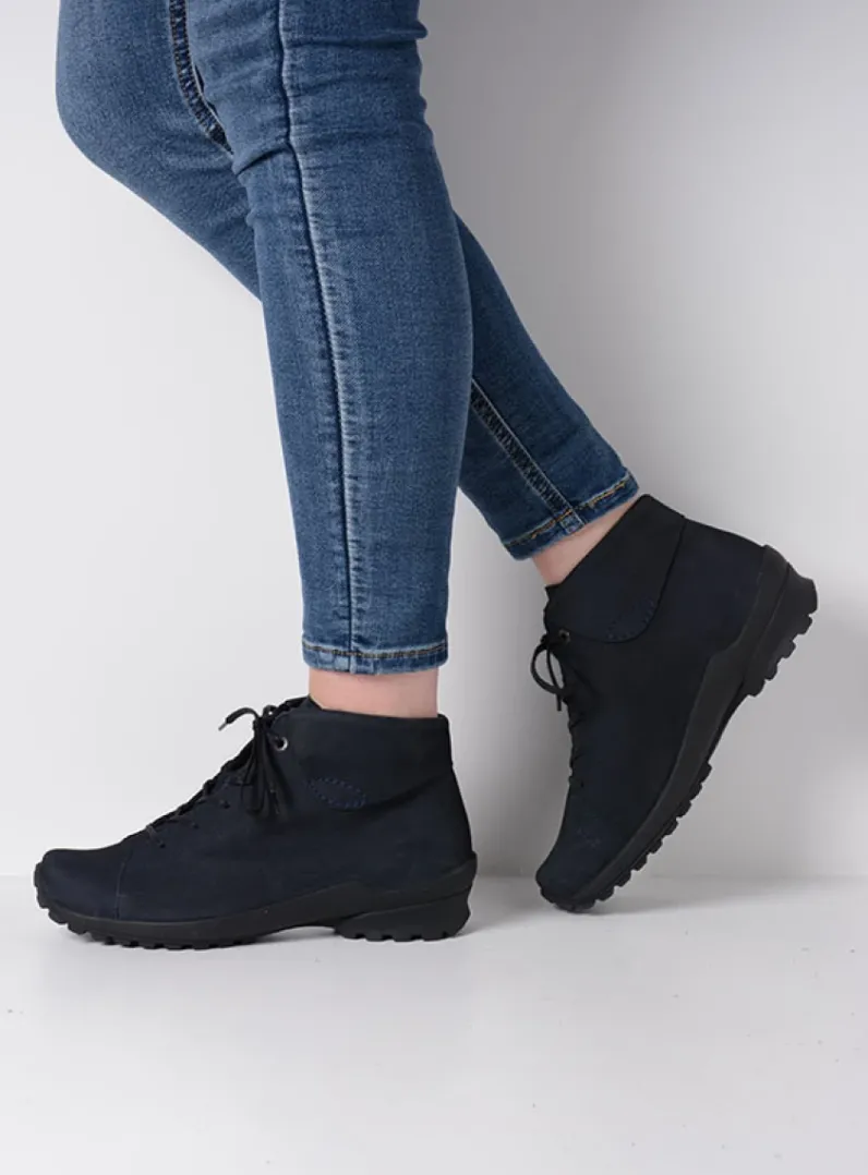 DAMES Wolky Hoge Veterschoenen|Herfst/Winter<Teton - blauw nubuck