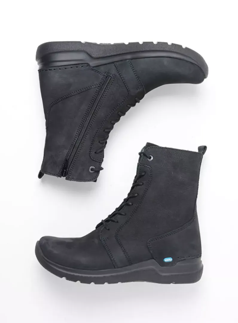 DAMES Wolky Hoge Veterschoenen|Veterlaarzen<Viper - zwart nubuck
